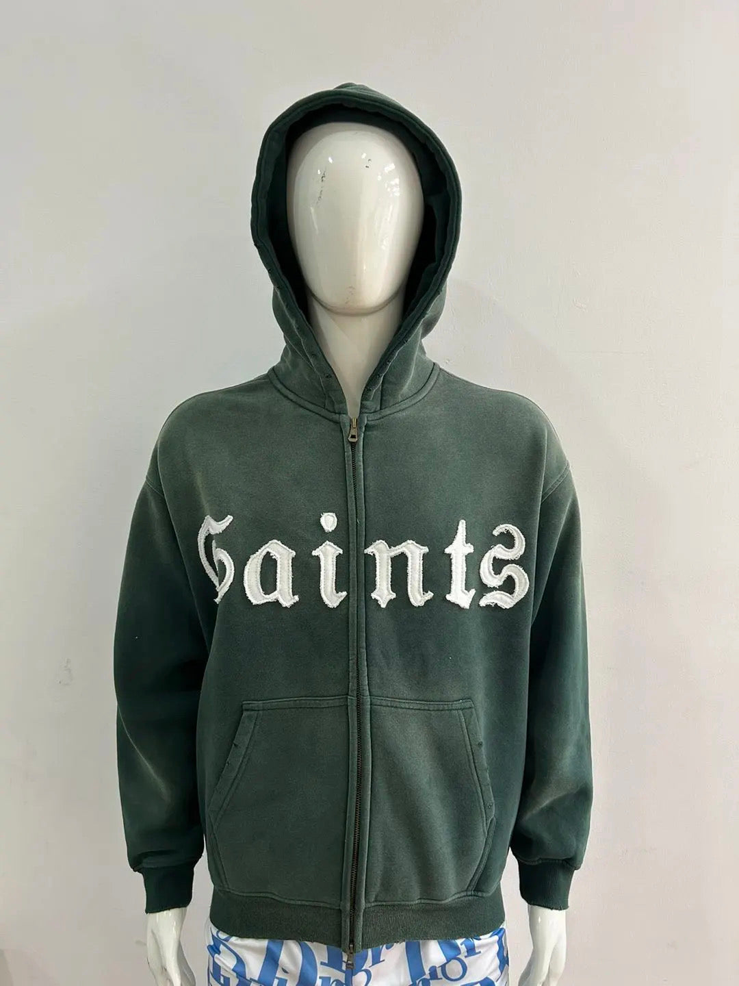 Saints Green Acid Wash Zipup